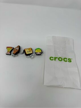 Crocs Jibbitz Clogs Slides Charms Food 4 Pack Pizza, Ice Cream, Toast, Tacos